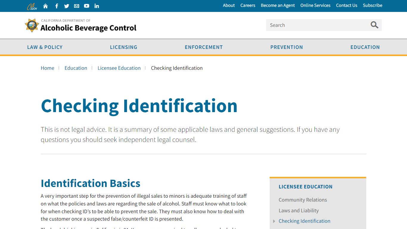 Checking Identification | Alcoholic Beverage Control - California