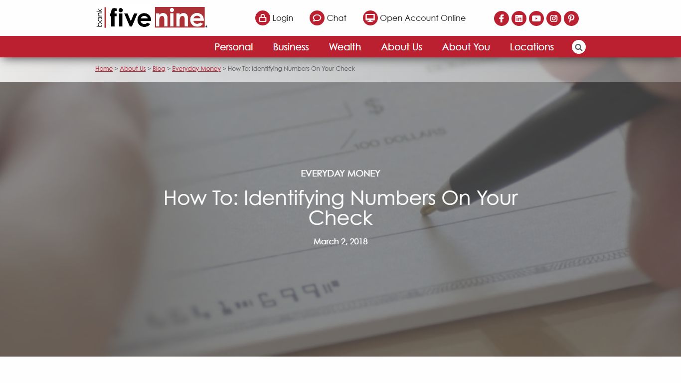 How To: Identifying Numbers On Your Check - Bank Five Nine